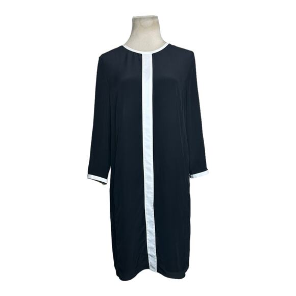 St. Emile black with white trim 3/4 sleeves sheath dress size 8 - Picture 9 of 12